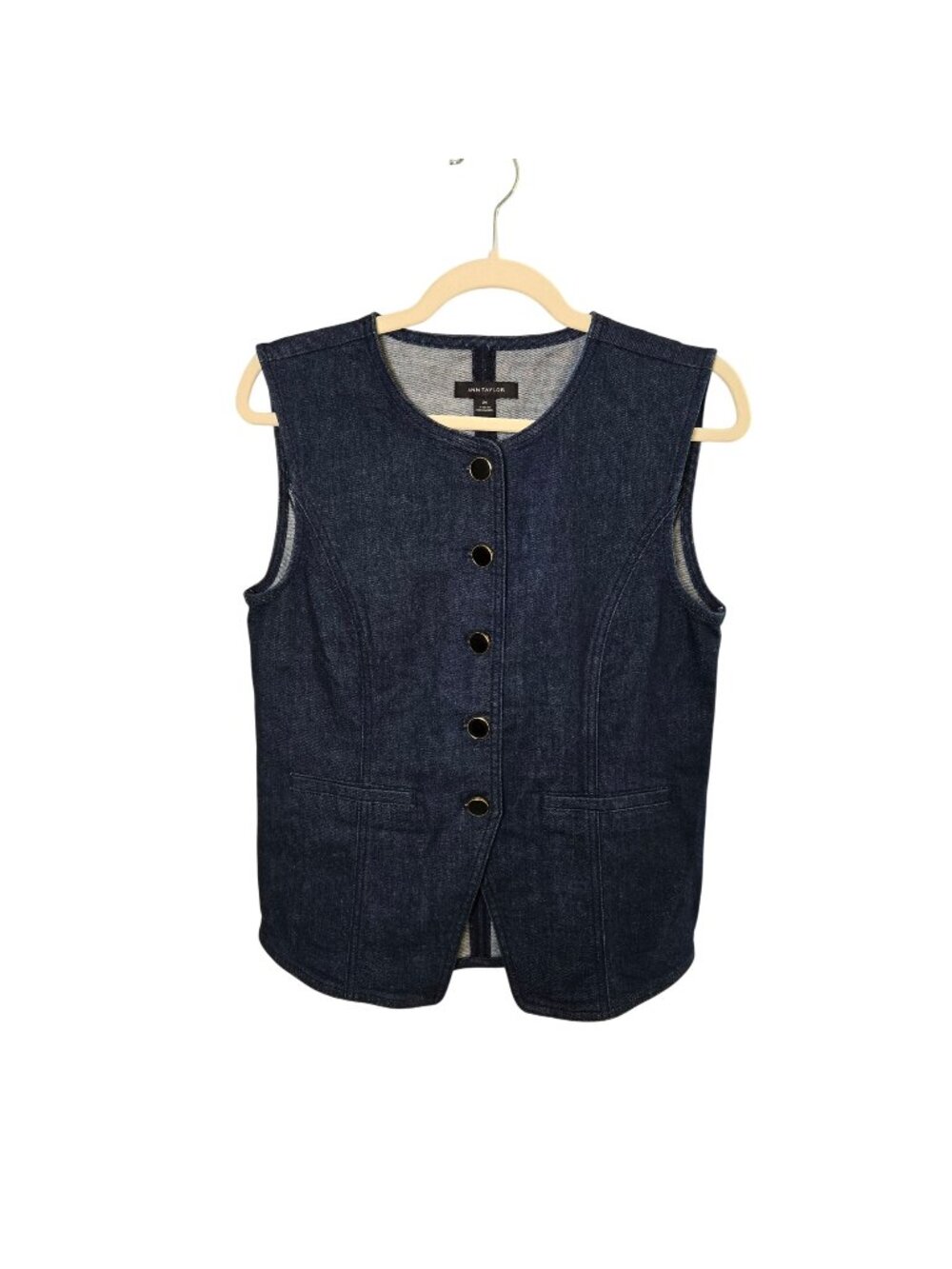 NWOT Ann Taylor Denim Button Down Sleeveless Vest Top Size Small